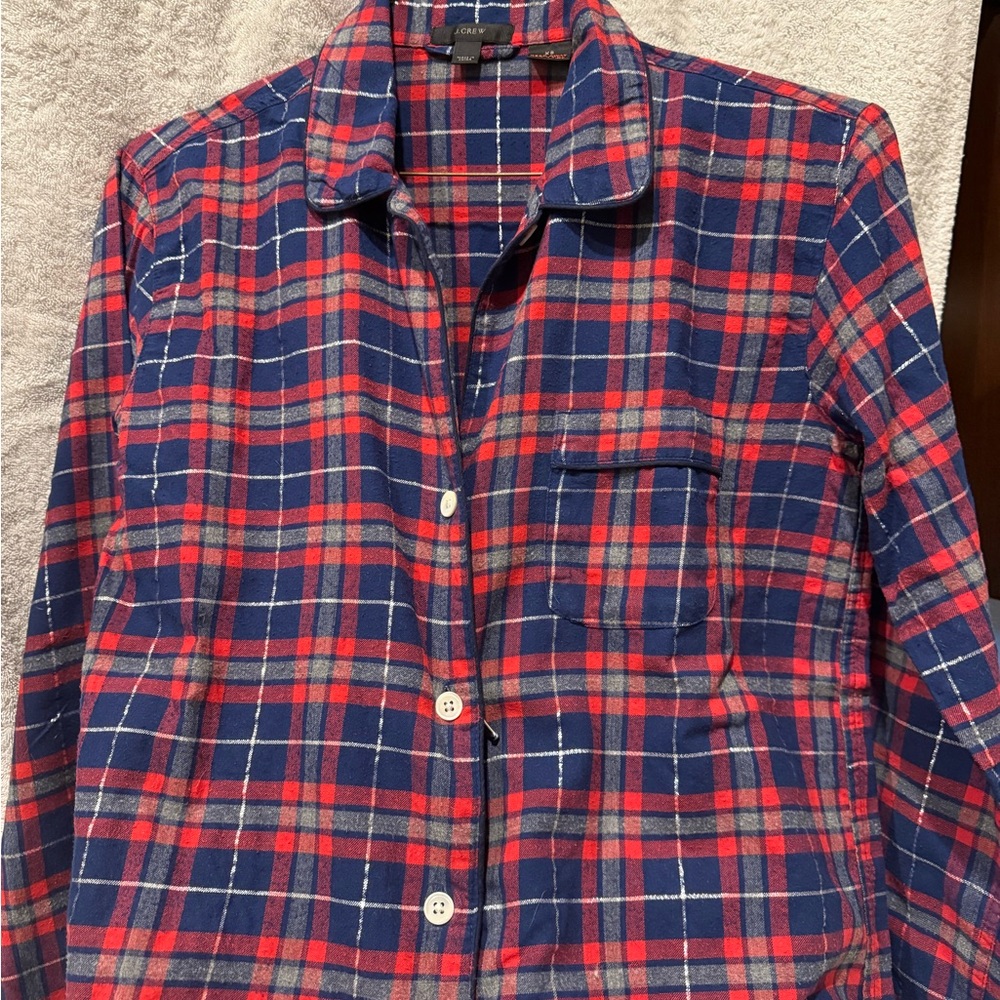 Red, blue and glitter flannel J Crew Pant/long sleeve XS Pajamas